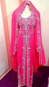 Beau caftan marocain 2022 nouveau Design robe musulmane traditionnelle avec perles de pierre de travail manuel caftan coloré - Product Image 2