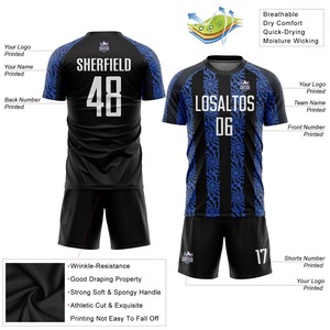 Maillot de football de qualité supérieure 100% polyester noir blanc-maillot d'uniforme de football de sublimation royale - Product Image 5