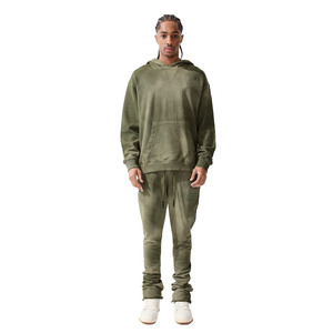 Logo personnalisé Slim Fit Pantalons évasés empilés verts pour hommes Pantalons d'extérieur Design personnalisé du fabricant - Product Image 1