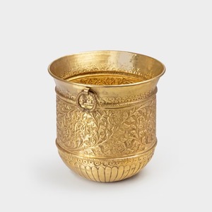 กระถางต้นไม้โลหะสีทองแบบมินิมอลพร้อมที่จับกระถางดอกไม้ในร่มและกลางแจ้ง - Product Image 3