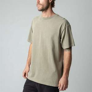 T-shirt blanc 100% coton avec Logo personnalisé OEM, T-shirt décontracté surdimensionné à épaules tombantes pour hommes - Product Image 6