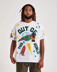 T-shirts en coton avec logo personnalisé impression 3D bouffante T-shirts graphiques grande taille pour hommes High Street T-shirt personnalisé poids lourd - Product Image 6