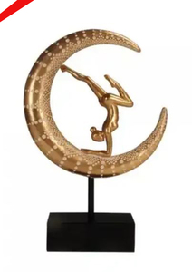 Sculpture décorative finie d'or de conception simple de feuille avec la base pour la décoration de maison et d'hôtel - Product Image 3