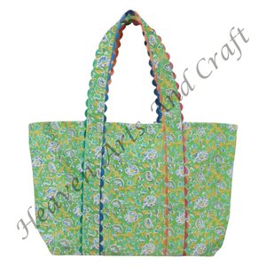 Bolsos Tote Personalizados de Moda para Mujer, Bolsos de Hombro de Diseñador con Estampado a Mano Ric Rac para Compras - Product Image 3