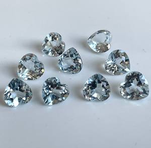 Topaze bleue ciel naturelle 8mm coupe coeur à facettes lâche topaze bleu ciel coeur excellente qualité - Product Image 5