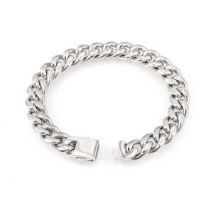 Pulsera de Eslabones Cubanos de 8MM en Oro Rosa, Chapada en Oro de 18K, con Diamantes, Perlas y Moissanita como Piedras Principales, Estilo Religioso, para Regalo o Fiesta - Product Image 4