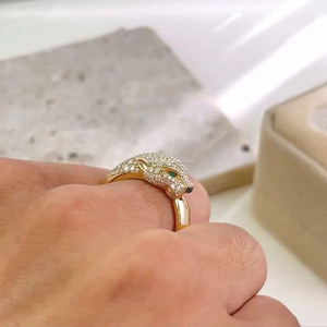 925 Sterling <b>Silver</b> Moissanite Diamond Green Eyed Animal Hip Hop Engagement Anniversary Wedding <b>Statement</b> <b>Rings</b> Iced Out Jewelry - Product Image 2