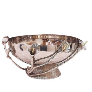 Bol en forme de feuille de fleur poli brillant Support en laiton d'aluminium Bol en métal plaqué or de haute qualité - Product Image 6