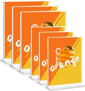 Double Sided Clear Acrylic Signs Holder T Shaped 6 X 4 Inch Table Top <strong>Display</strong> Picture <strong>Frame</strong> for Office Home Restaurant Exhibit - Product Image 1