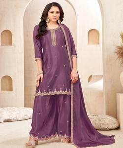 TOP DE TRABAJO SEQUUNCIA BORDADO CHINON MODERNO PALAZZO CON DUPATTA FIESTA PRECIO AL POR MAYOR PRECIO PRENDA ÉTNICA - Product Image 1