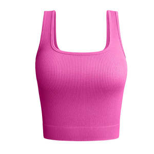 Camiseta sin mangas recortada con cuello en V para mujer, diseño acanalado suave y cómodo, moda informal para verano - Product Image 4