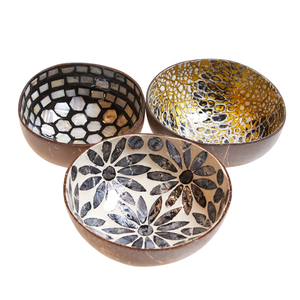 Bol en coquille de noix de coco poli personnalisé en gros Durable écologique moderne motif de fleurs élégant cosse de noix de coco - Product Image 5