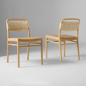 Modern European Minimalist Teak Wood Rattan Dining <b>Chair</b> Curved Back Frame Cushioned Seat Eco-Friendly Home Furniture Indoor - Product Image 6