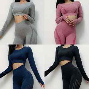 Conjunto Deportivo para Mujer de 2 Piezas, Leggings de Cintura Media sin Costuras, Impermeables y Ligeros, y Top Corto, para Yoga, Deportes y Fitness - Product Image 6