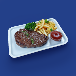 ถาดใส่อาหารสดถาดเก็บผลไม้ถาดใส่อาหารแบบใช้แล้วทิ้งถาดโฟม PS สีดำสำหรับซูเปอร์มาร์เก็ตแบบคลาสสิก - Product Image 1