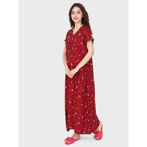 Camisón Largo Estampado de Rayón Casual para Mujer Evolve, Ropa de Dormir Tejida Súper Cómoda con Cintura Elástica y Cordón Ajustable para el Hogar en Verano - Product Image 6