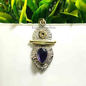 925 argent Sterling bijoux fins pendentifs et breloques naturel noir Onyx coupe Turquoise pierre précieuse pendentif avec laiton bijoux en gros - Product Image 2