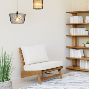 Canapé de jardin moderne à une place, en teck, pour intérieur/extérieur, avec coussin résistant à l'eau, pour hôtels et maisons - Product Image 2