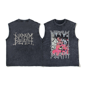 Vintage 2025 <b>Men's</b> Gym <b>Clothing</b> Oversized Washed Cotton Tank Tops High Street <b>Goth</b> Style Summer Sleeveless Vest T Shirt Top - Product Image 3