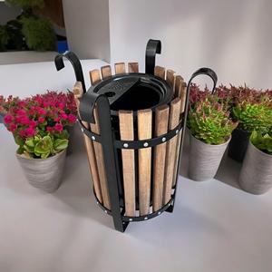SGC10N Indoor/Outdoor 30L Wooden Trash Can <b>with</b> 3 Compartments WPC Material Recycle <b>Bin</b> for Waste Management Storage Toilet Use - Product Image 2