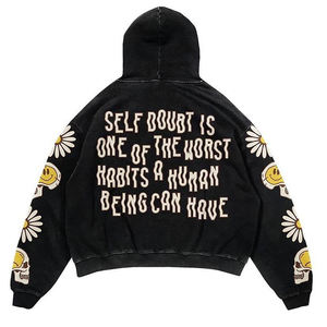 Custom Acid Wash Zip Hoodie Unisex Essentials Algodón Cremallera en blanco Streetwear Oversized Double Zipper Heavyweight Zipup Hoodies XXS - Product Image 2