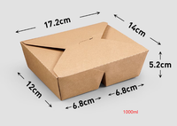 Boîte à lunch en papier kraft à compartiments multiples 200pcs