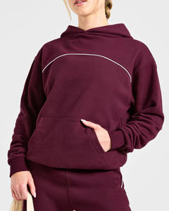 Survêtements pour femmes en deux pièces avec logo personnalisé en gros, sweat-shirt et pantalon de jogging en mûrier avec passepoil, vêtements de sport respirants, ensembles de survêtement pour femmes - Product Image 4