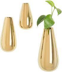 Juego de 3 floreros modernos para colgar en la pared para el hogar y el hotel, florero de metal redondo de color dorado, florero decorativo, decoración del hogar - Product Image 4
