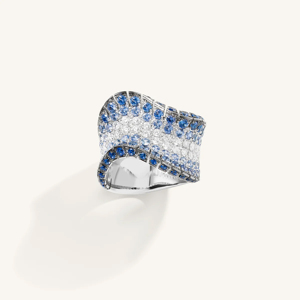 Luxury Blue Sapphire <b>Crystal</b> Statement Cocktail <b>Ring</b> for Women White Gold Plated Designer Wedding Party Jewelry - Product Image 3