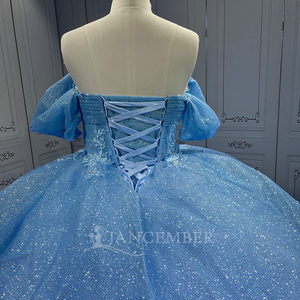 Jancember LSMU126 <span class=keywords><strong>Abito</strong></span> <span class=keywords><strong>da</strong></span> <span class=keywords><strong>Sposa</strong></span> di Lusso Blu in Tulle, Vestito <span class=keywords><strong>da</strong></span> Ballo con Glitter, <span class=keywords><strong>Abito</strong></span> Formale - Product Image 4