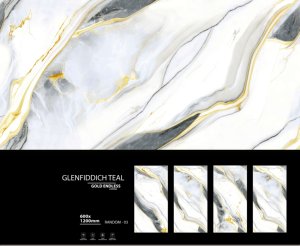 Carreaux de porcelaine sculptés sans fin dorés élégants 600x1200 | Collection d'exportation durable grand format de sol mural de qualité supérieure - Product Image 2