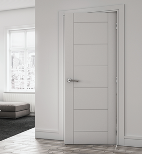 Puerta Interior Contemporánea de Madera Sólida con Núcleo de MDF, Resistente a la Humedad, Insonorizada, Diseño de Lujo, para Uso Comercial, Escolar y Hospitalario - Product Image 1