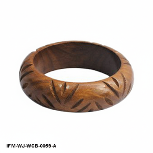 Handcrafted Natural Wood <b>Bangle</b> <b>Bracelet</b> Carved Tribal Boho Cuff for Women Brown Ethnic Wooden Jewelry Accessory - Product Image 2