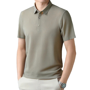 <b>Men</b> Ice Silk <b>POLO</b> Shirt Short Sleeve T-shirt Jacquard Non Iron Lapel Collar Business Youth Popular Male <b>Tops</b> Casual T-shirt - Product Image 1