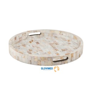 Haute bonne qualité nacre plateaux ensemble Table de service plateaux décoratifs maison durable tissé sûr cuisine plateau organisateur - Product Image 1