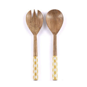 Juego de Cubiertos de Madera de Acacia Resistentes al Calor y Ligeros, Juego de 2 Piezas de Cuchara y Tenedor para Servir Ensaladas, Estilo Americano, Apto para Lavavajillas - Product Image 2