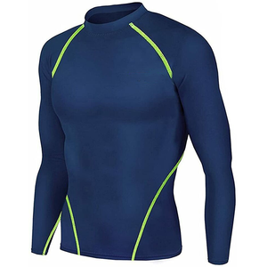 Conjunto de 2 uds de ropa de gimnasio ajustada para hombre, ropa deportiva de compresión personalizada para entrenamiento y trotar, chándales de patrón sólido para Fitness - Product Image 6