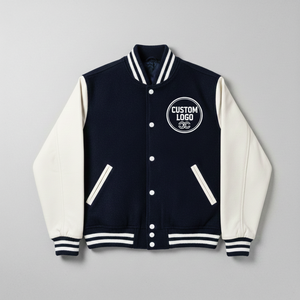 Chaqueta Universitaria Unisex Vintage Personalizada con Cuerpo de Lana, Mangas de Satén, Cierre de Cremallera, Diseño Invernal Transpirable y Resistente al Viento Ecológico - Product Image 1