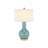 Base en métal en laiton antique et fleur d'impression de corps en céramique avec abat-jour en tissu lampe de table de chevet de style vintage