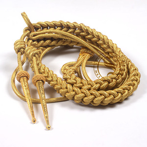 Double Strand Shoulder Red Cord with Gold Tip | Best Selling Custom Aiguillettes with Gold Tips for Maritime Uniforms - Product Image 2