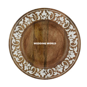 จานไม้ทรงกลมดีไซน์เก๋เครื่องใช้บนโต๊ะสำหรับงานแต่งงานงานทำมือดีไซน์ใหม่ไม่เหมือนใคร - Product Image 3