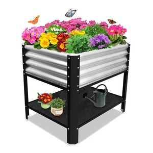 Maceta alta grande para cama de jardín de fábrica promocional/maceta vertical rectangular de acero galvanizado - Product Image 1