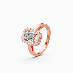 Bague de fiançailles en platine pour femme, diamant rond taille brillant, naturel et certifié, style romantique - Product Image 4