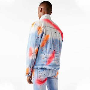 แจ็กเก็ตผ้ายีนส์สำหรับผู้ชายมีซิปตกแต่งสไตล์สตรีทแบบไม่เหมือนใครสำหรับฤดูใบไม้ร่วง - Product Image 6