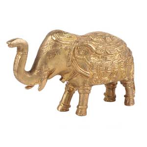 Sculptures d'éléphant en laiton doré et Bronze indien faites à la main, Statue, décoration de la maison, articles cadeaux, taille: 10x17 cm SNP-1068 - Product Image 1