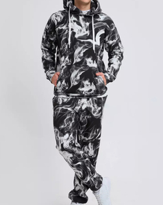 Nuevo Conjunto Deportivo Tie-Dye con Capucha para Hombre, Tendencia 2025, Estampado de Arte Urbano, Pantalones Deportivos Holgados de Mezcla de Algodón, Chándal con Logotipo Personalizado - Product Image 1