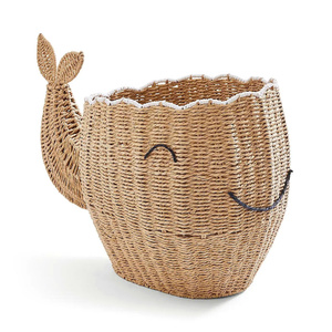 Cesta de Almacenamiento Infantil en Forma de Ballena de Papel Natural, Organizador de Cuerda de Papel Tejido, Cesta para Ropa y Juguetes para Cuarto de Niños, Sala de Juegos, Guardería - Product Image 4