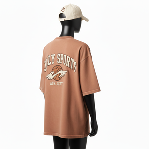 Camiseta Holgada para Hombre, Talla Grande, Algodón Jersey Premium de 240 GSM, Lavado Vintage, Estampado de Pigmento Marrón, Logotipo Personalizado - Product Image 5