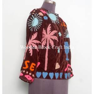 Hand Embroidered <b>Velvet</b> Suzani Jacket Bohemian Winter Wear Coat Jacket Floral <b>Velvet</b> Suzani Embroidered Birthday Gifts For women - Product Image 6