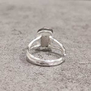 Exportation de bijoux en pierre brute Bague pour femme Quartz rose brut naturel Pierre précieuse Pierre de naissance d'avril Bague en argent sterling 925 martelé - Product Image 5